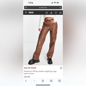ASOS Brown Faux Leather Cargo Pants